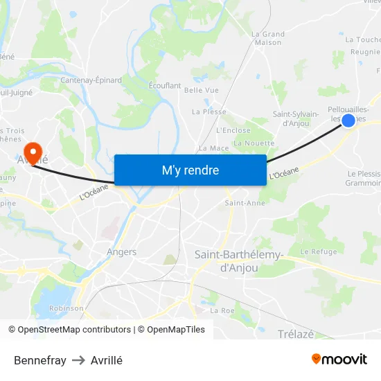 Bennefray to Avrillé map