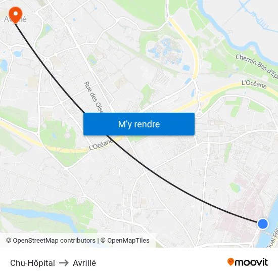 Chu-Hôpital to Avrillé map