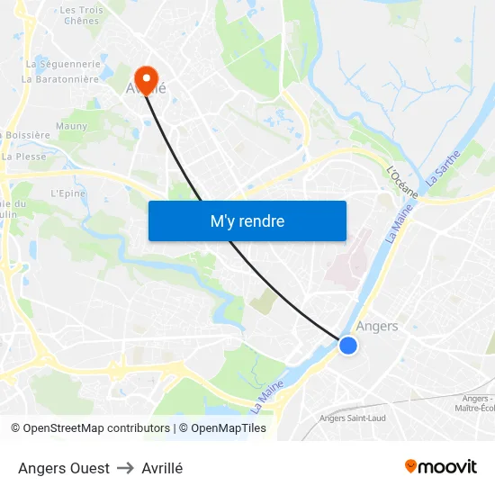 Angers Ouest to Avrillé map