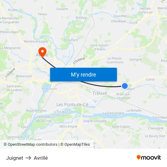 Juignet to Avrillé map
