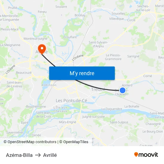 Azéma-Billa to Avrillé map