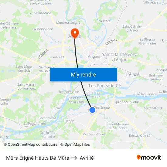 Mûrs-Érigné Hauts De Mûrs to Avrillé map
