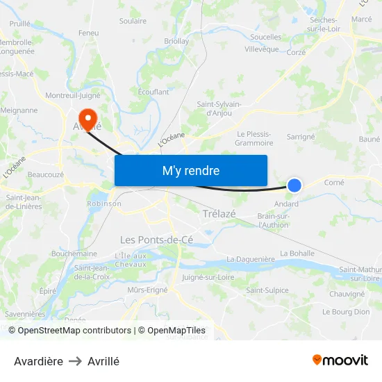 Avardière to Avrillé map
