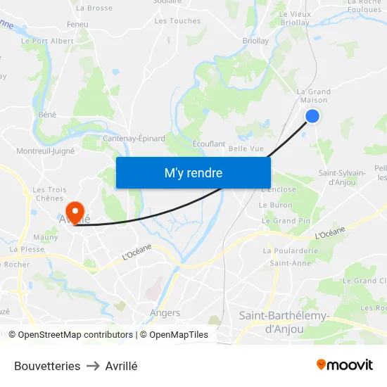 Bouvetteries to Avrillé map