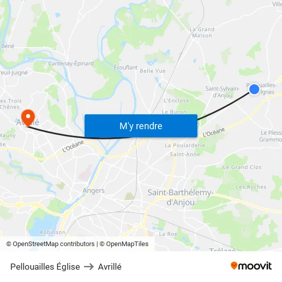 Pellouailles Église to Avrillé map
