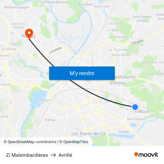 Zi Malembardières to Avrillé map