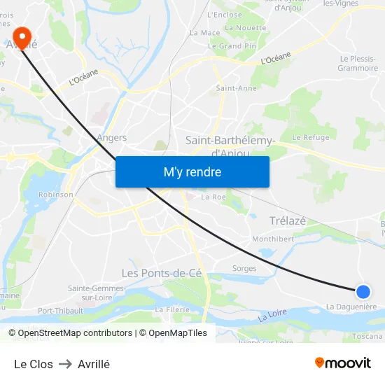 Le Clos to Avrillé map