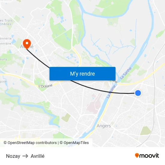 Nozay to Avrillé map