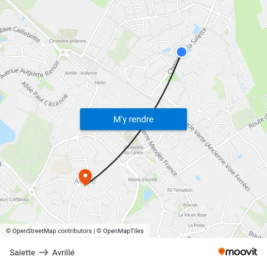 Salette to Avrillé map