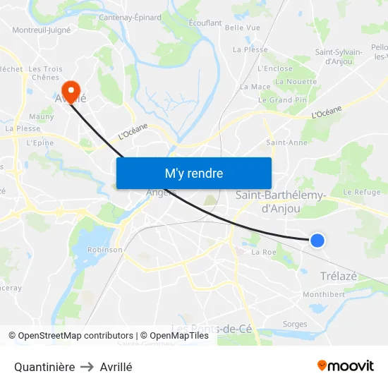 Quantinière to Avrillé map