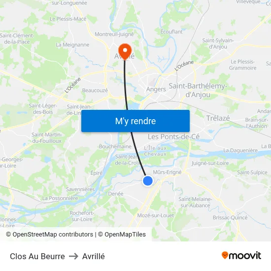 Clos Au Beurre to Avrillé map