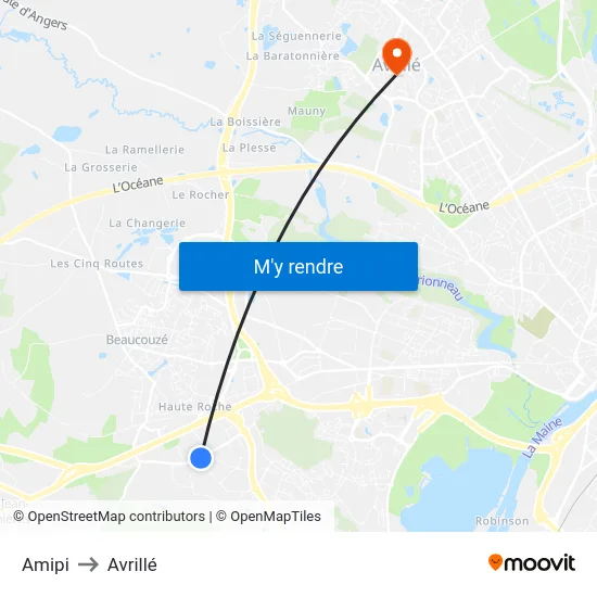 Amipi to Avrillé map
