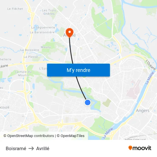 Boisramé to Avrillé map