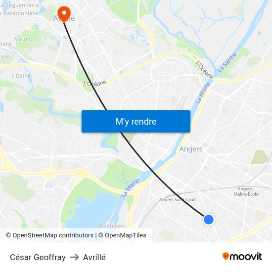 César Geoffray to Avrillé map