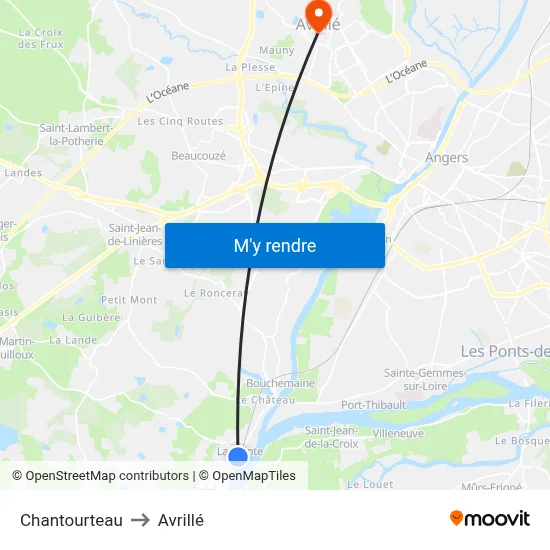 Chantourteau to Avrillé map