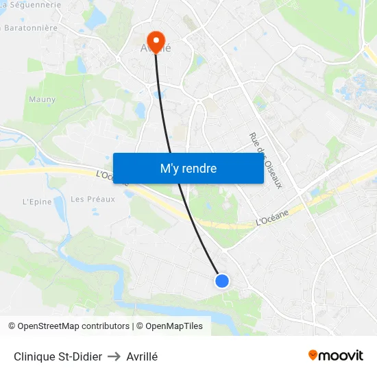 Clinique St-Didier to Avrillé map