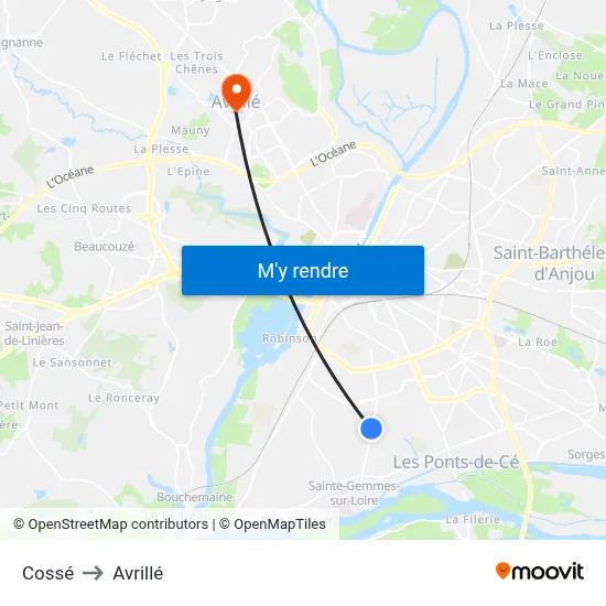 Cossé to Avrillé map