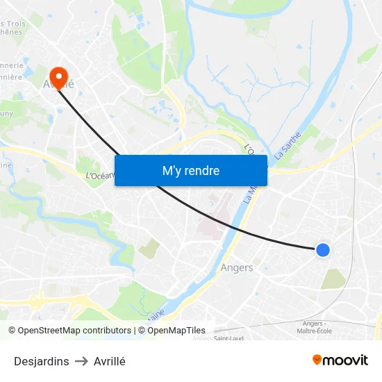 Desjardins to Avrillé map