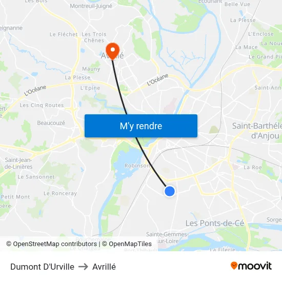 Dumont D'Urville to Avrillé map