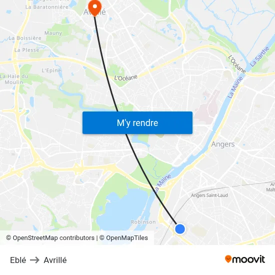 Eblé to Avrillé map