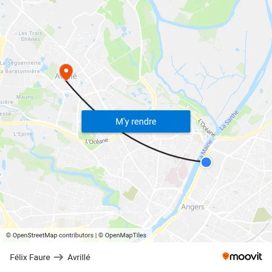 Félix Faure to Avrillé map