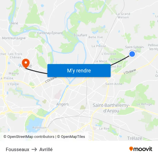 Fousseaux to Avrillé map