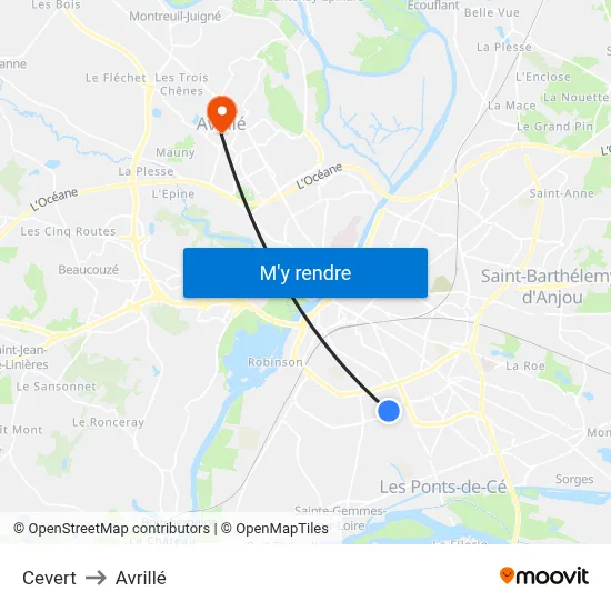 Cevert to Avrillé map