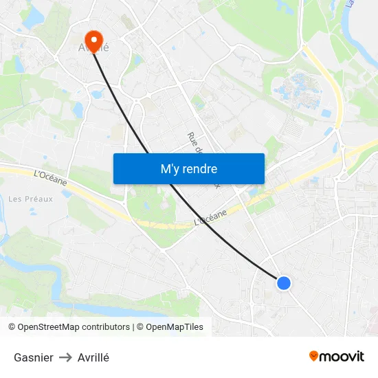 Gasnier to Avrillé map