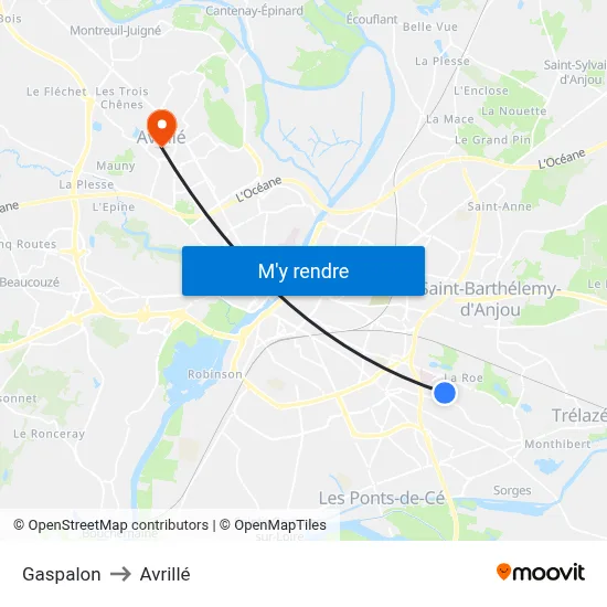 Gaspalon to Avrillé map