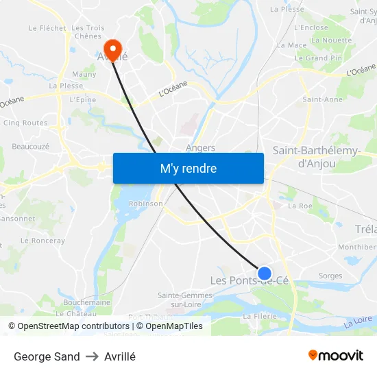 George Sand to Avrillé map