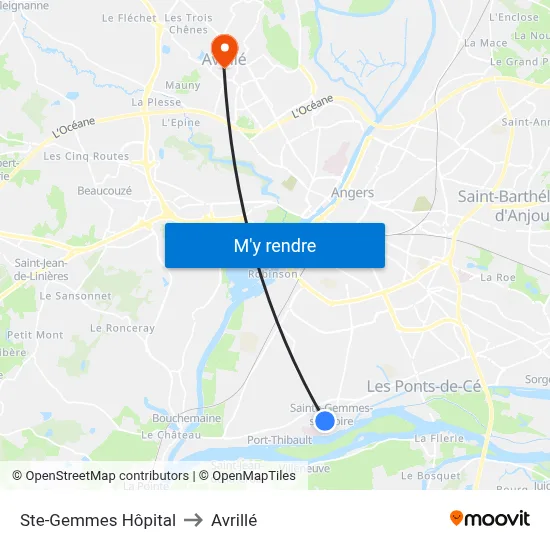 Ste-Gemmes Hôpital to Avrillé map