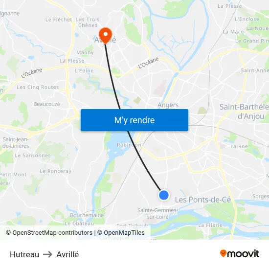 Hutreau to Avrillé map