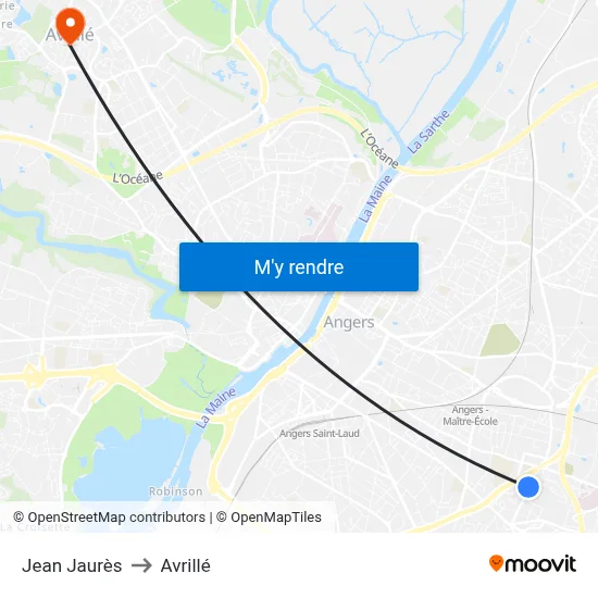 Jean Jaurès to Avrillé map