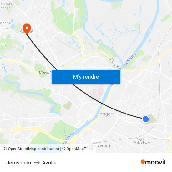 Jérusalem to Avrillé map