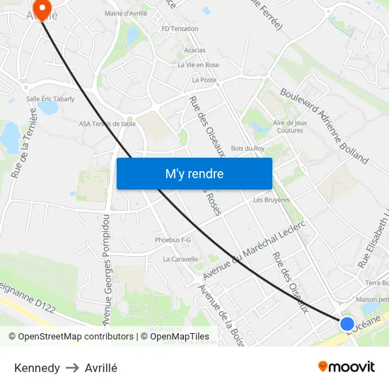 Kennedy to Avrillé map