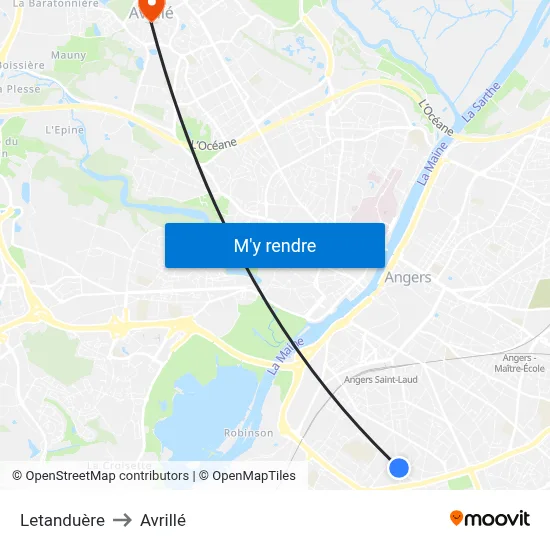 Letanduère to Avrillé map
