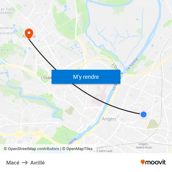 Macé to Avrillé map