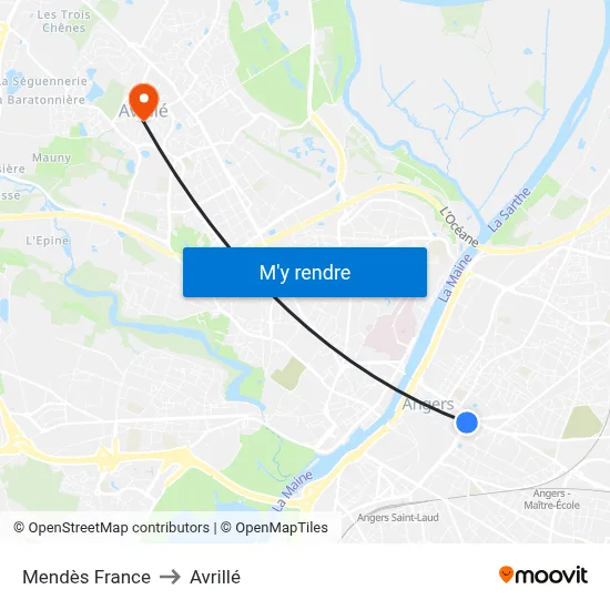 Mendès France to Avrillé map