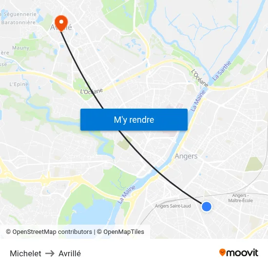 Michelet to Avrillé map