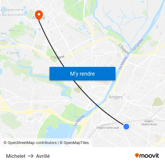 Michelet to Avrillé map