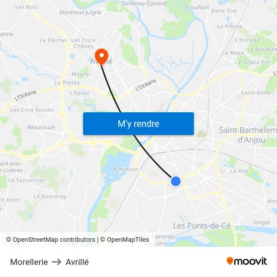 Morellerie to Avrillé map