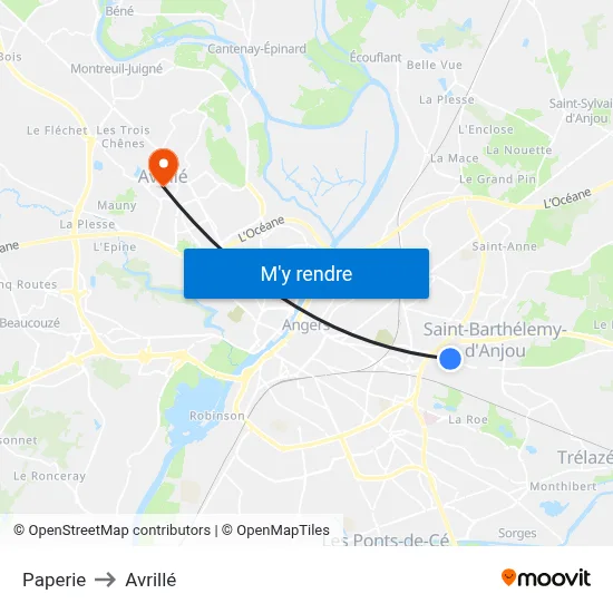 Paperie to Avrillé map