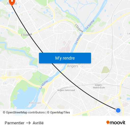 Parmentier to Avrillé map