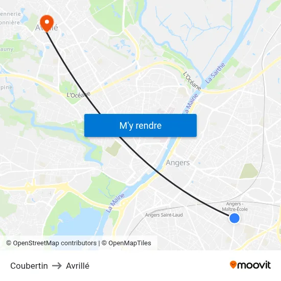 Coubertin to Avrillé map