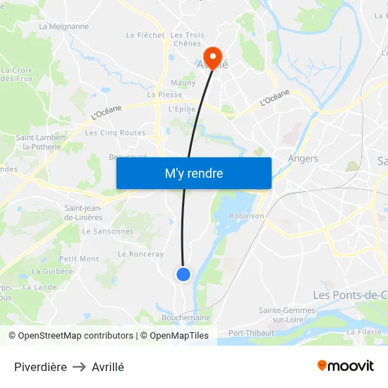 Piverdière to Avrillé map