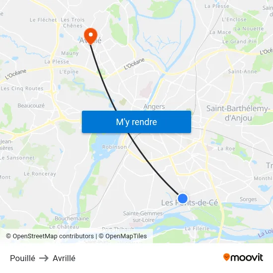 Pouillé to Avrillé map