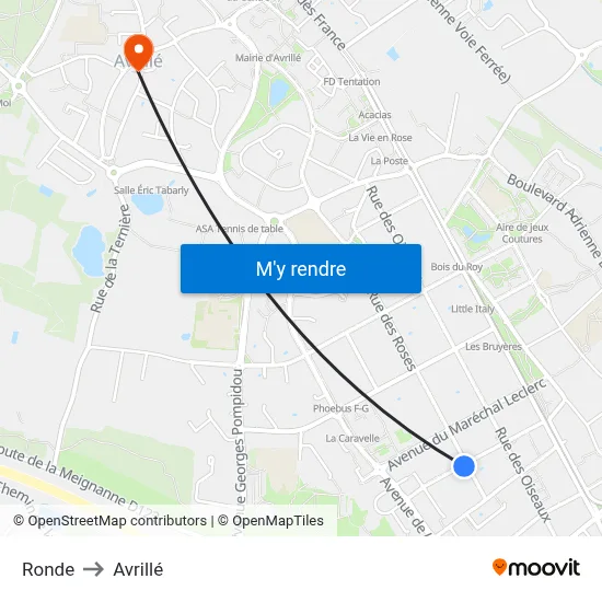 Ronde to Avrillé map