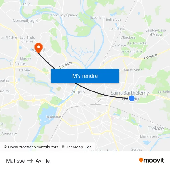 Matisse to Avrillé map