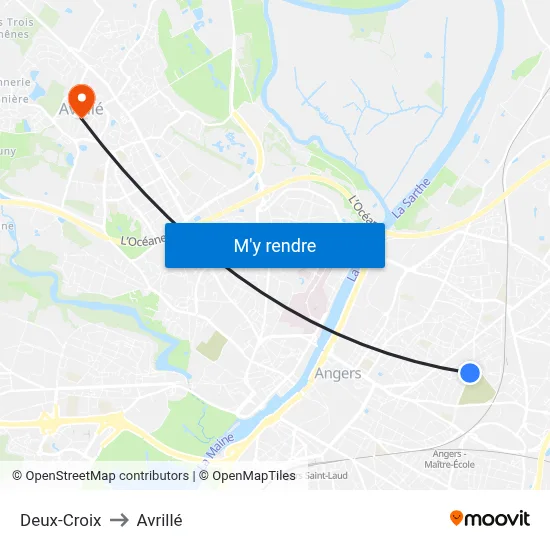 Deux-Croix to Avrillé map
