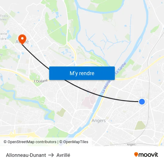 Allonneau-Dunant to Avrillé map